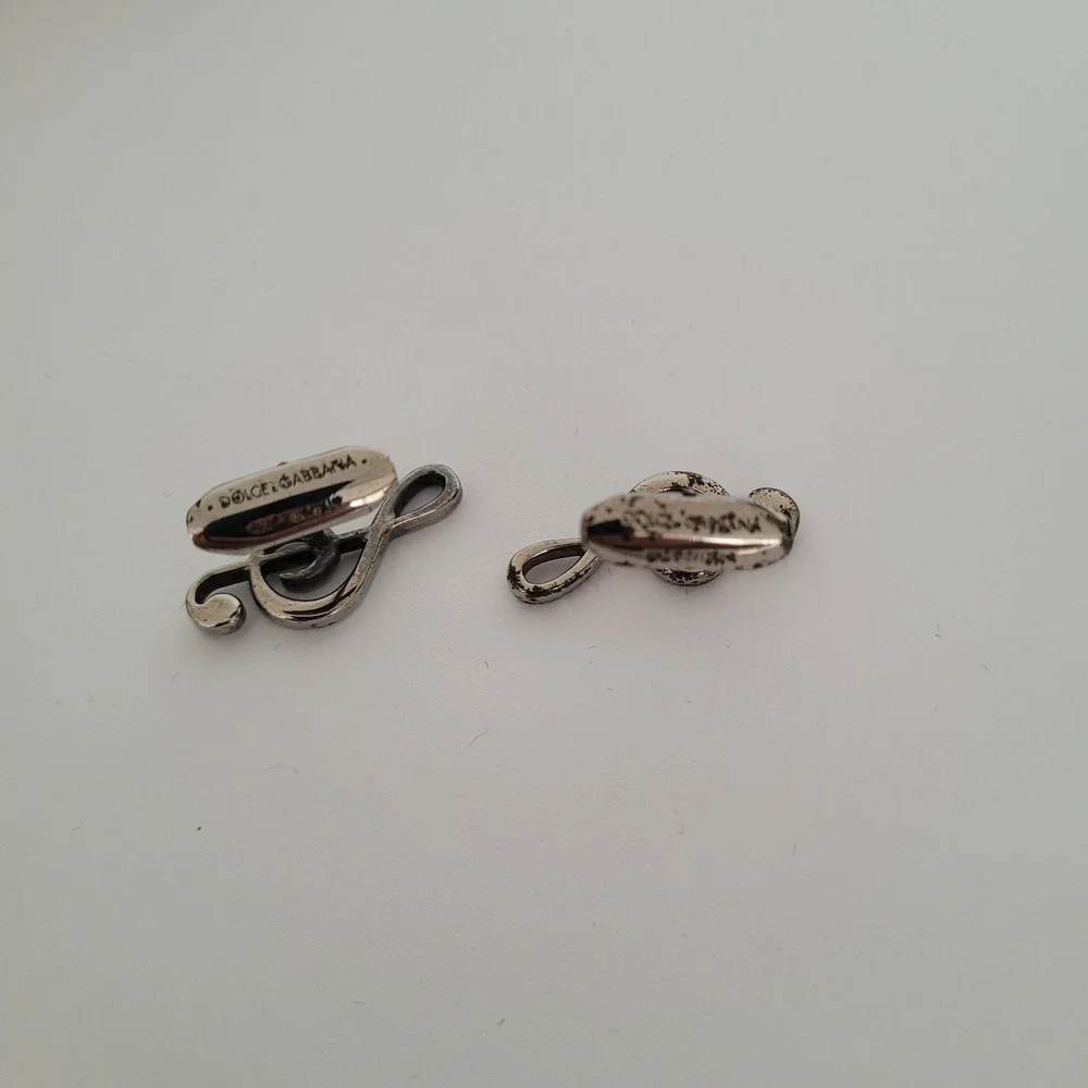 Dolce‎ & Gabbana Mens Treble Clef Musical Note Cufflinks Silver Tone Made Italy